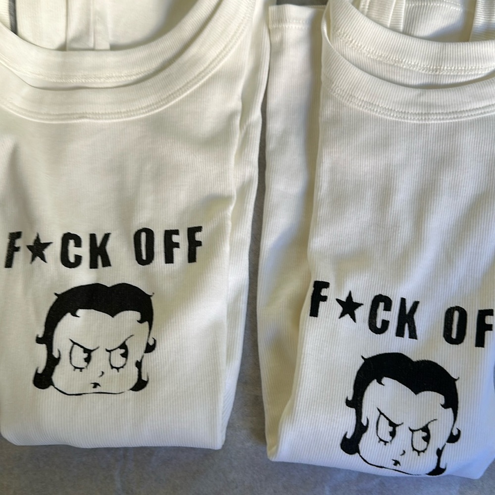 Original silk screened tanks by artist based in California